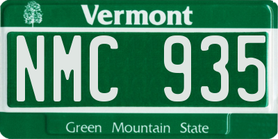 VT license plate NMC935