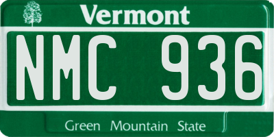 VT license plate NMC936