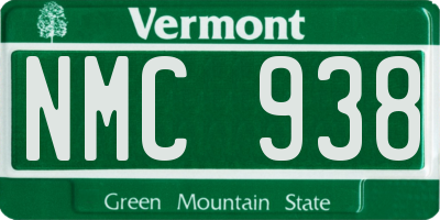 VT license plate NMC938