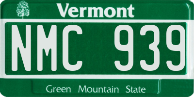 VT license plate NMC939
