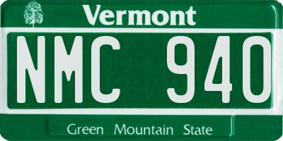 VT license plate NMC940