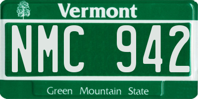 VT license plate NMC942