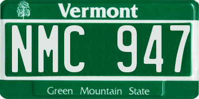 VT license plate NMC947