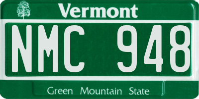 VT license plate NMC948