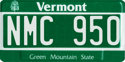VT license plate NMC950