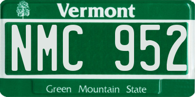 VT license plate NMC952
