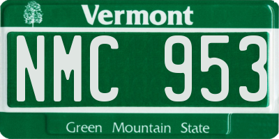 VT license plate NMC953