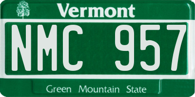 VT license plate NMC957