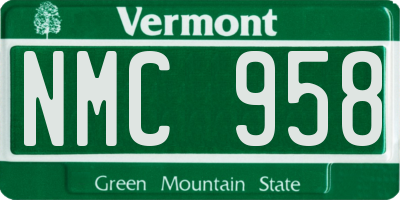 VT license plate NMC958