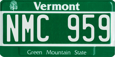 VT license plate NMC959