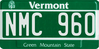 VT license plate NMC960