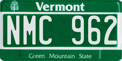 VT license plate NMC962