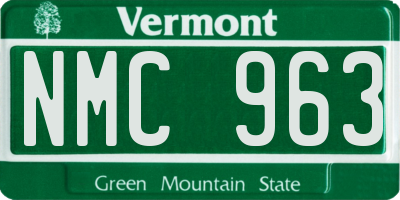 VT license plate NMC963