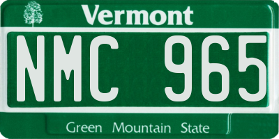 VT license plate NMC965