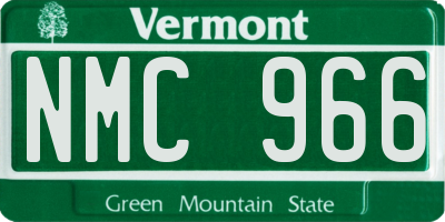 VT license plate NMC966