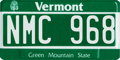 VT license plate NMC968