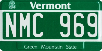 VT license plate NMC969