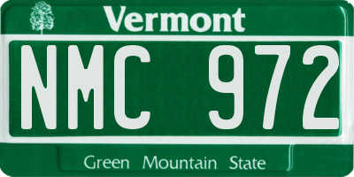 VT license plate NMC972