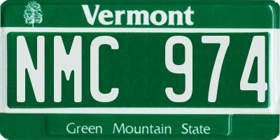 VT license plate NMC974