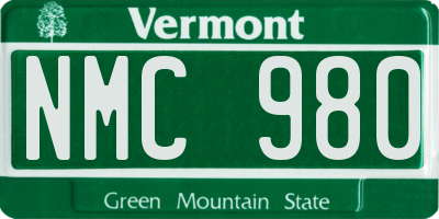VT license plate NMC980