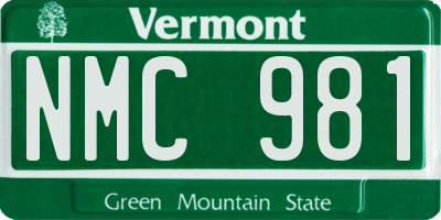 VT license plate NMC981