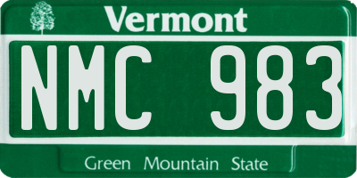 VT license plate NMC983