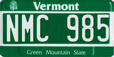 VT license plate NMC985