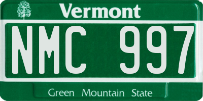 VT license plate NMC997