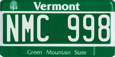 VT license plate NMC998