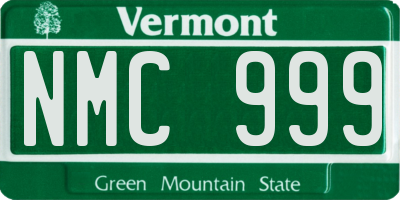 VT license plate NMC999