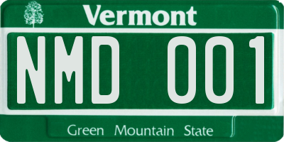 VT license plate NMD001