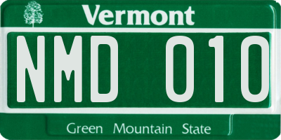 VT license plate NMD010