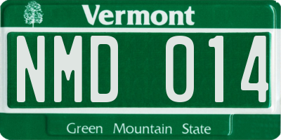 VT license plate NMD014