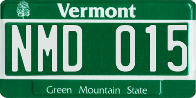 VT license plate NMD015