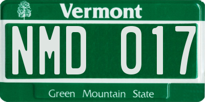 VT license plate NMD017
