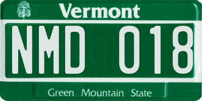 VT license plate NMD018