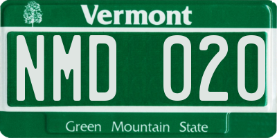 VT license plate NMD020