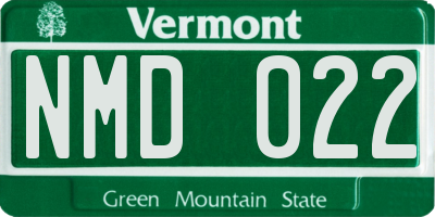 VT license plate NMD022