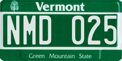 VT license plate NMD025