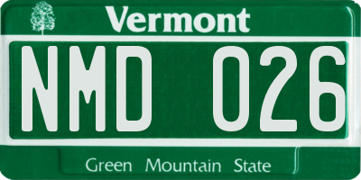 VT license plate NMD026