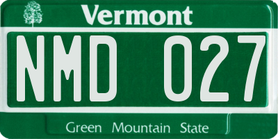 VT license plate NMD027