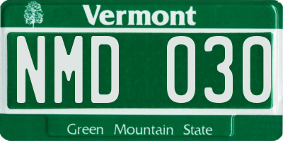 VT license plate NMD030