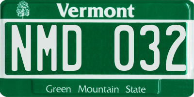 VT license plate NMD032