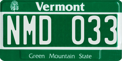 VT license plate NMD033