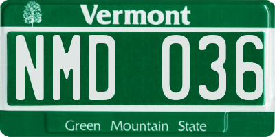 VT license plate NMD036