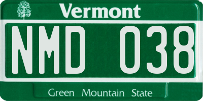 VT license plate NMD038