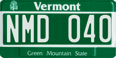VT license plate NMD040