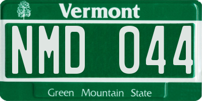 VT license plate NMD044