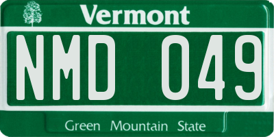 VT license plate NMD049