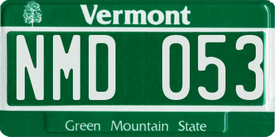 VT license plate NMD053